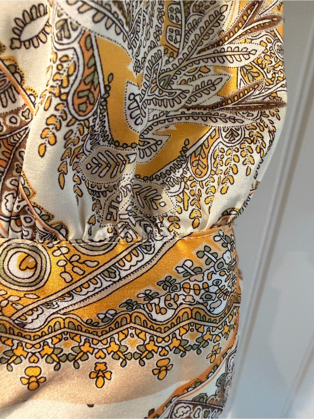 Cider Yellow and Cream Paisley Halter Crop Top - Picture 3 of 4